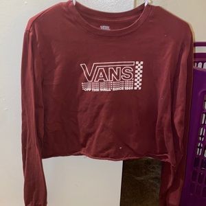 Burgundy VANS crop top long sleeve shirt